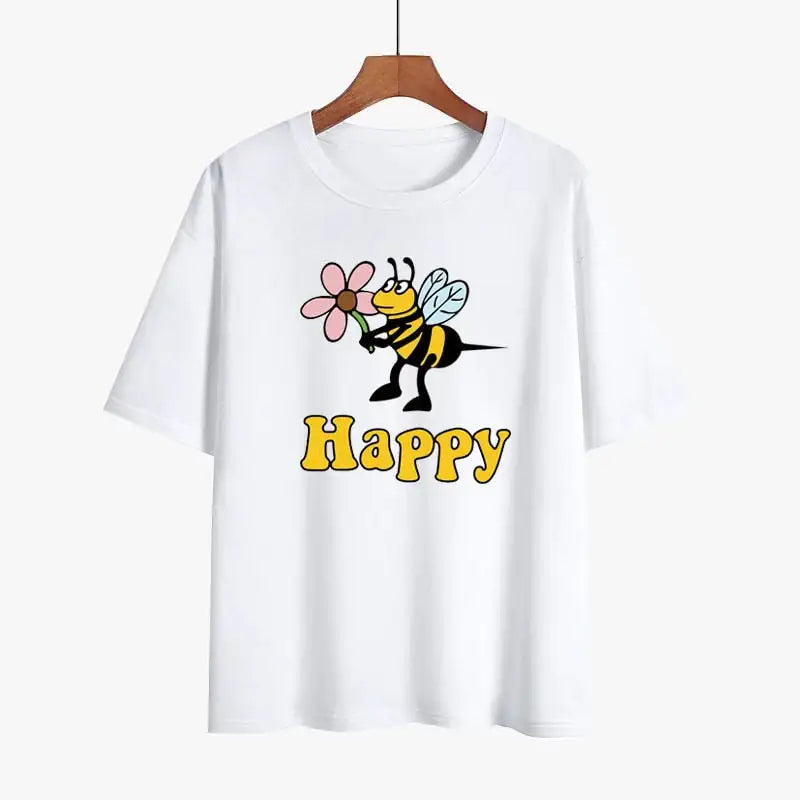 Bee Happy Women T-Shirt - Shamz Glamour