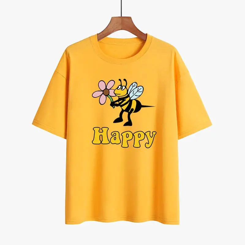 Bee Happy Women T-Shirt - Shamz Glamour