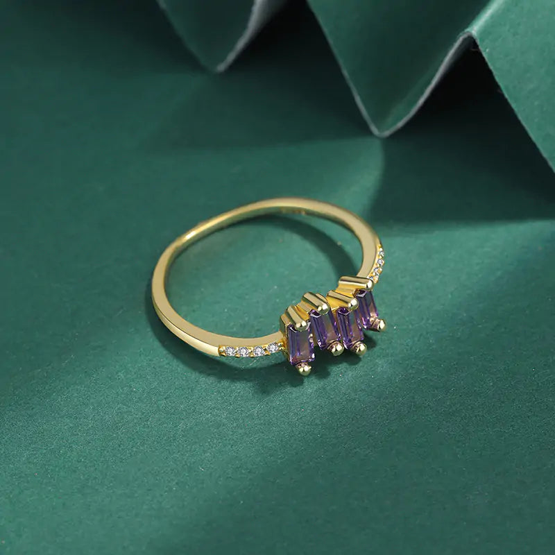Baguette Amethyst Women Rings - Shamz Glamour
