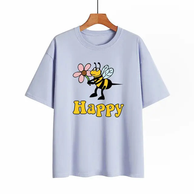 Bee Happy Women T-Shirt - Shamz Glamour