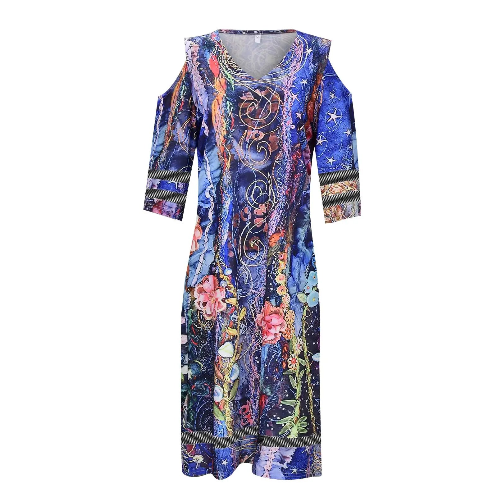 V Neck Summer Tie Dye Dresses - Shamz Glamour