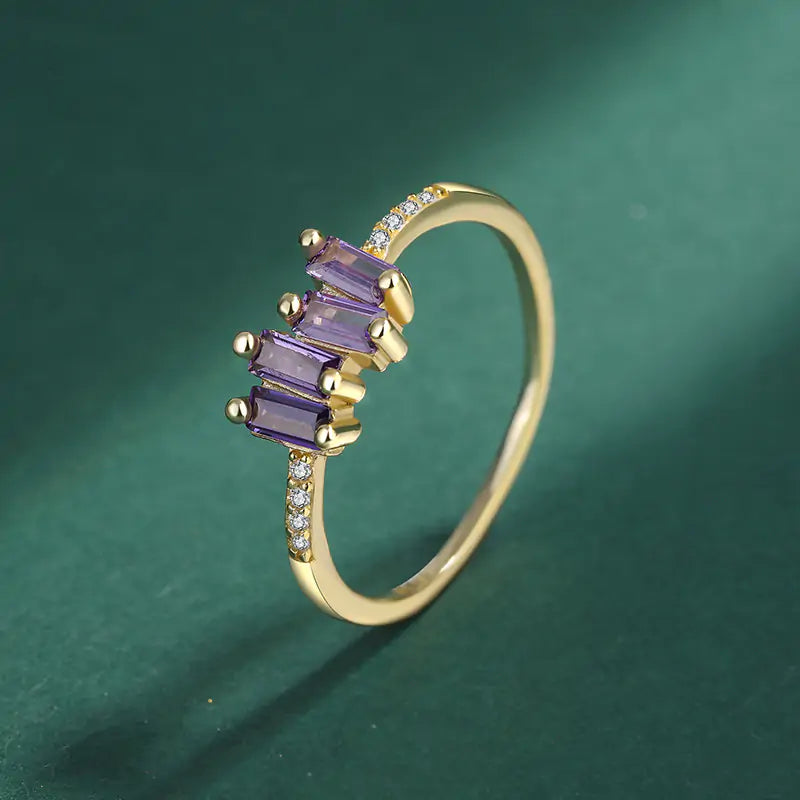Baguette Amethyst Women Rings - Shamz Glamour