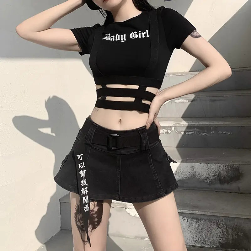 Crop Top O-Neck T-shirt - Shamz Glamour