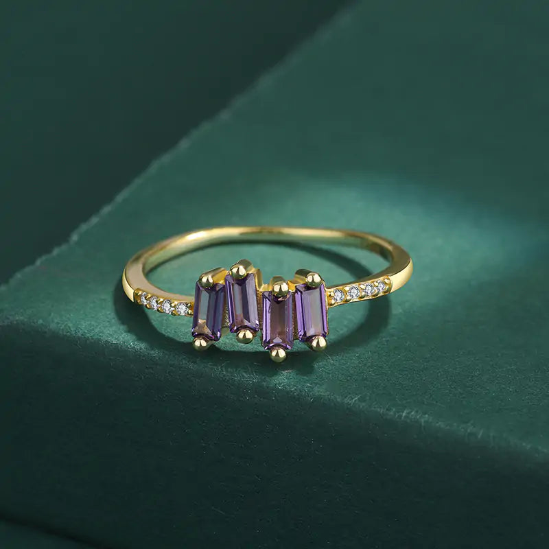 Baguette Amethyst Women Rings - Shamz Glamour