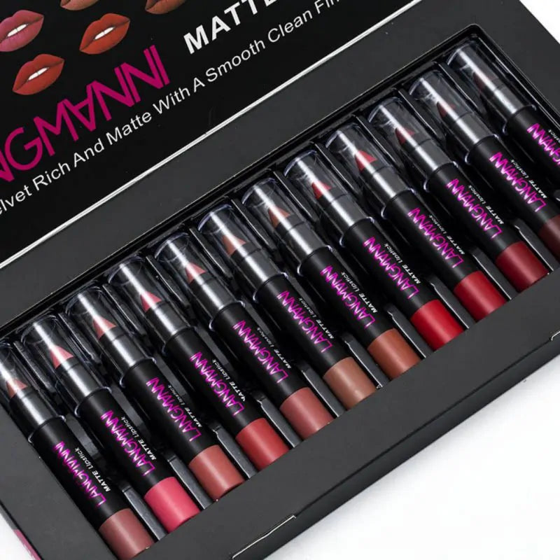 langmanni 12-Pieces Sexy Matte Lipstick - Shamz Glamour